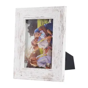 Manufacturer Supplier Rustic Washed White Wooden Picture Frame Wall Display Tabletop Standing Photo Frames