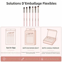 Kit de pinceaux cosmétiques professionnels JLY Luxury 6 pièces, manche brillant, poils synthétiques ultra-doux, étiquette privée, logo personnalisé