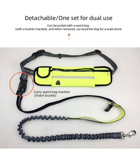 Guinzaglio a mani libere per cani con tasca a cerniera regolabile in vita impermeabile cintura riflettente ammortizzante funzionale Bungee guinzaglio per cani - Product Image 2