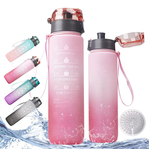 Bouteille d'eau Tritan sans BPA de 1 L (32 oz) avec marqueurs de temps et citations motivantes pour la salle de sport et les entraînements en plein air - Product Image 1