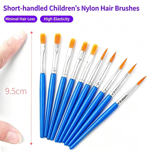 Set di Pennelli in Nylon a Manico Corto per Bambini, Punta Piatta e Appuntita per <span class=keywords><strong>Acquerello</strong></span>, Acrilico, Pittura a Olio, Pennelli per Contorni e Linee - Product Image 1