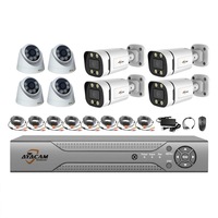 Kit Système de Caméras de Sécurité CCTV AHD 4K 8MP HD H.265 Vision Nocturne 8 Canaux Zoom 20X Extérieur Étanche Détection Humaine IA Micro
