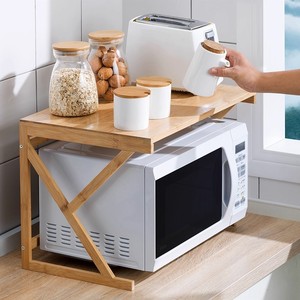 Estante de almacenamiento para cocina, para ollas arroceras, hornos y microondas; diseño de doble capa; artículos de almacenamiento para encimera del hogar hechos de - Product Image 4
