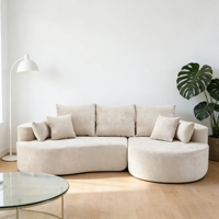 Canapé modulaire en tissu rond à trois places avec rembourrage en éponge - Sièges sectionnels contemporains pour appartement et salon