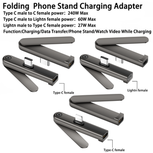 2026Factory Wholesale 240W <strong>USB</strong> C Fast Charging Folding Portable Phone Stand 2-in-1 Phone Kickstand <strong>Adapter</strong> 480Mbps Data Transfer - Product Image 1