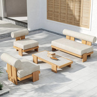 Ensemble de canapés de jardin en teck massif pour loisirs de plein air, haut de gamme, résistant à la décomposition, imperméable, anti-UV, design nordique, modèle SS-L5 pour jardins