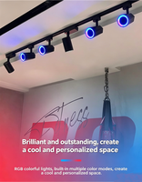 Projecteur sur rail Bluetooth avec haut-parleur, lumière d'ambiance rotative et à intensité variable pour salle de jeux et bureau