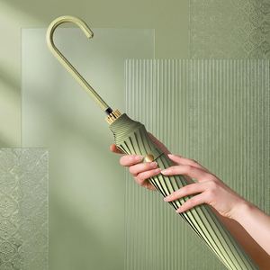 Paraguas de Viaje Recto de 121 cm con Protección UPF50, Apertura Automática, Mango en Forma de J de PU, Resistente al Viento, con Logotipo Personalizado OEM, para Mujer - Product Image 1
