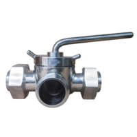 Válvula de Compuerta Sanitaria Manual de Tres Vías SMS de Acero Inoxidable SS316L de Alta Calidad, Ø25.4MM (1 Pulgada), Fabricada en China