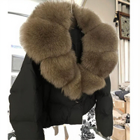 2025 Winter Damen Parka mit 90% Weißen Entenfedern, Winddicht, Großer Natürlicher Fuchsfell-Kragen, Flauschige Daunenjacke, Kurz, 90% Weiße Ente