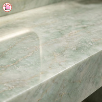 Dalle de marbre naturel vert sur mesure à haute brillance pour comptoir de salle de bain et revêtement mural, idéale pour la construction aux États-Unis et au Canada