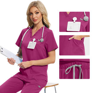 42032+52002 Ensembles d'uniformes médicaux avec veste, uniforme de médecin, d'hôpital, de spa, de beauté, d'infirmière, ensemble de blouses extensibles surdimensionnées - Product Image 3