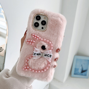 <span class=keywords><strong>Coque</strong></span> de téléphone en peluche brodée 3D avec lapin mignon et cadre d'appareil photo en strass OEM ODM pour <span class=keywords><strong>iPhone</strong></span> 11 <span class=keywords><strong>12</strong></span> 13 14 15 Pro Max - Product Image 2