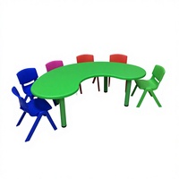 Ensemble Table et 4 Chaises pour Maternelle, Hauteur Réglable, Bureau d'Étude pour Enfants, Mobilier pour Crèche et École Maternelle