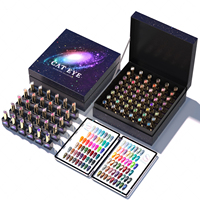JTING Kutek Gel Magnetik Cat Eye Berkualitas Tinggi 48 Warna Diamond Reflective Galaxy, Koleksi Box OEM Perlengkapan Kutek Gel