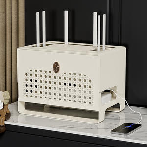 Étagère de rangement pour routeur Wi-Fi et décodeur TV domestique avec prise et organisation des câbles pour un placement optimal - Product Image 3