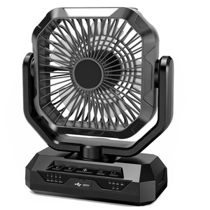 Ventilateur de camping portable rechargeable avec port de charge USB-C, moteur oscillant sans balais à 4 vitesses, fonctionne sur batterie, noir - Product Image 1