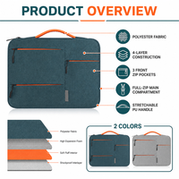 Étui pour ordinateur portable personnalisé OEM multi-poches avec protection à 4 couches, 3 poches avant zippées pour le bureau, les trajets domicile-travail et les voyages