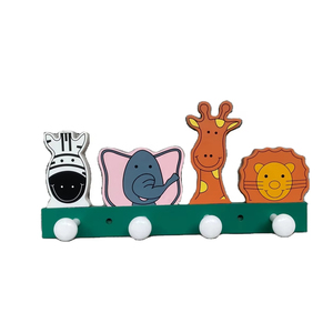 Porte-manteau mural en bois écologique en forme d'<span class=keywords><strong>animaux</strong></span> de dessin animé, girafe et lion mignons, taille/couleur personnalisables - Product Image 4