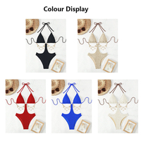 Nouvelle Collection Maillot de Bain Écologique Halter Uni 1 Pièce Élastique avec Cordon de Serrage et Logo à la Taille pour Femme – Service OEM