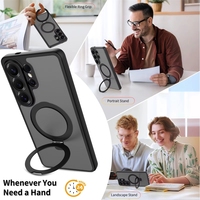 Nouvelle coque de téléphone portable magnétique translucide effet mat avec support de raquette pour S26 Ultra