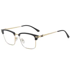 UNOC Neue ultraleichte einfache Brillen-Halb rahmen Optische Anti-Blaulicht-Linsen für Geschäfts leute und Frauen
