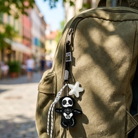 Ornement de sac esthétique gothique emo, mascotte squelette avec cordon tressé, accessoire de sac à dos Harajuku punk pour adolescents, cadeau