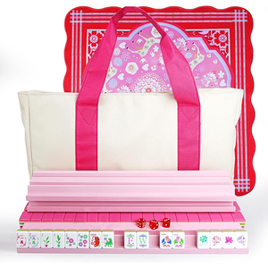 Ensemble complet de Mahjong américain en acrylique, automatique, 4 couches, 160 tuiles, boîte cadeau portable, support/poussoirs en bois rose, tapis de table silencieux - Product Image 1