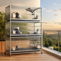 Cage à pigeons en métal pliable et empilable de grande taille avec séparateur, mangeoire et bac à fumier pour l'élevage, la volaille et l'usage domestique