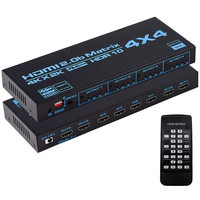Répartiteur de signal HDMI 4 entrées 4 sorties, boîte de sortie, avec extracteur EDID, télécommande IR, prise en charge de convertisseur de matrice 4K HDCP 2.2 HDR, V2.0