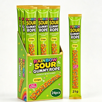 BESTAR Custom Package Wholesale Sour Sugar Coated Gummy Rope Candy Assorted Fruit Flavor Long Rope Gummy Sweet Confectionery