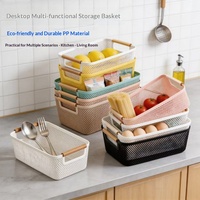 Panier de rangement rectangulaire multifonctionnel en plastique avec poignée pour collations, articles divers, salle de bain, cuisine, rangement égouttoir