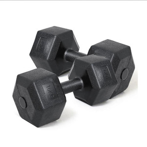 Haltères hexagonaux robustes en PE de 10 kg et 5 kg pour l'entraînement de force, la musculation et le renforcement musculaire – Équipement de gym - Product Image 2