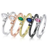 Bague QX en argent sterling 925, sertie de zircone cubique, motif feuille, couleur de placage personnalisée, fabricant de bijoux en gros