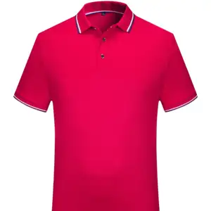 Touchhealthyカスタムロゴファイバー最高品質プラスサイズの黒いポロシャツ赤い襟のメンズポロシャツ