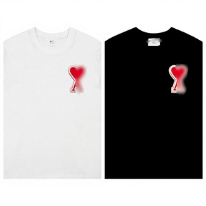 Camiseta de Verano de Algodón Puro de Alto Gramaje de Marca de Moda para Comercio Exterior Amy, Unisex, Estampada y Bordada, Cuello Redondo, Holgada - Product Image 1