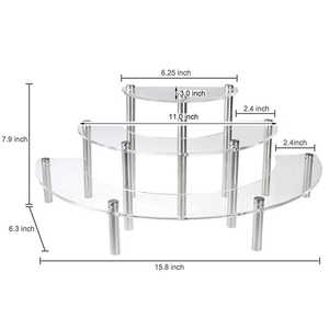 Bolo <span class=keywords><strong>Display</strong></span> Stand Sobremesa Casamento Snack <span class=keywords><strong>Rack</strong></span> Cupcake Titular Semicircular Festa Transparente Servir Platter Acrílico 3 Tiers - Product Image 5