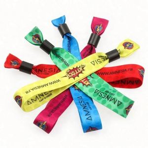 Bracelets en tissu tissé personnalisés pour festivals, respectueux de l'environnement, pour événements et fêtes, avec fermoir en plastique - Product Image 3