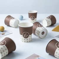 Gobelets à café jetables biodégradables écologiques imperméables en papier kraft simple paroi avec revêtement PE, 16/12/10/8 oz, impression personnalisée