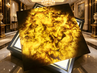 Dalle de pierre artificielle en onyx jaune, design moderne, imitation albâtre, pour usage hôtelier, rétroéclairée, ignifuge et imperméable