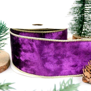 Ruban en velours gros-grain floqué polyester bleu marine pour décorations de Noël DIY faites à la main, idéal pour couronnes et arbres de Noël - Product Image 6