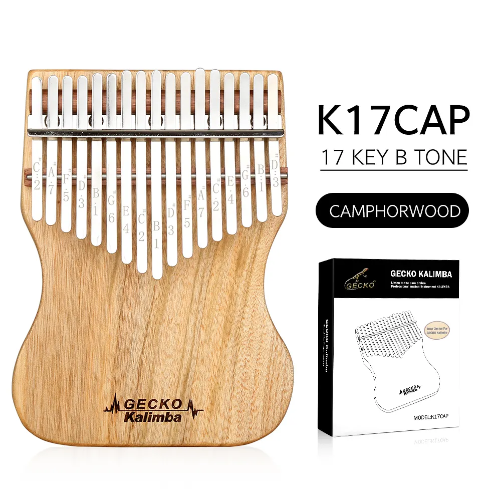 Gecko K17CAP Kalimba alta calidad 17 teclas portátil Kalimba instrumento Musical B tono camphorwood dedo K17CAP pulgar Piano
