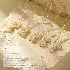 Grosir perhiasan bagus 2025 wanita Awal huruf gelembung liontin kalung 925 Sterling Silver - Product Image 5