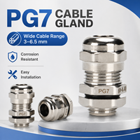Presse-étoupe en laiton nickelé PG7, étanche IP68, pour câbles de 3-6,5 mm, certifié CE SGS RoHS, accessoire de câblage pour armoire électrique