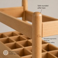 Chuangjin Étagère de rangement 12 compartiments en bois de hêtre pour tapis de travail Montessori et tapis de maternelle, Fabricant en gros