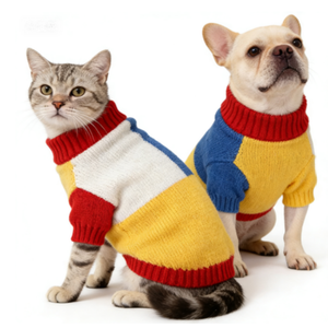 Vêtements pour chien, pull en tricot à col rond, tissu doux et respirant pour petits chiens, tendance et chaud - Product Image 1