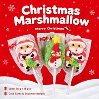 Kerstmis marshmallow lolly's in cartoonvorm, individueel verpakt snoepgoed voor groothandel en feestbenodigdheden
