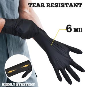TitanFlex 6-mil Guantes de nitrilo desechables negros para examen Guantes de cocina resistentes de espesor medio Sin látex y sin polvo - Product Image 2