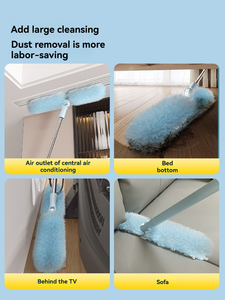 Cleanhome Plumeau à poussière jetable double face en microfibre, portable, pour le nettoyage domestique, avec manche télescopique et extension pour espaces étroits, amovible - Product Image 4