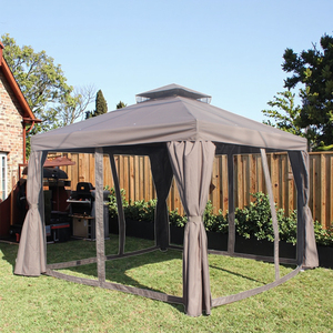 3X3M fiesta al aire libre evento aluminio jardín <span class=keywords><strong>Roma</strong></span> malla Gazebo refugio doble dosel techo red pared lateral balcón recubierto <span class=keywords><strong>de</strong></span> polvo - Product Image 2